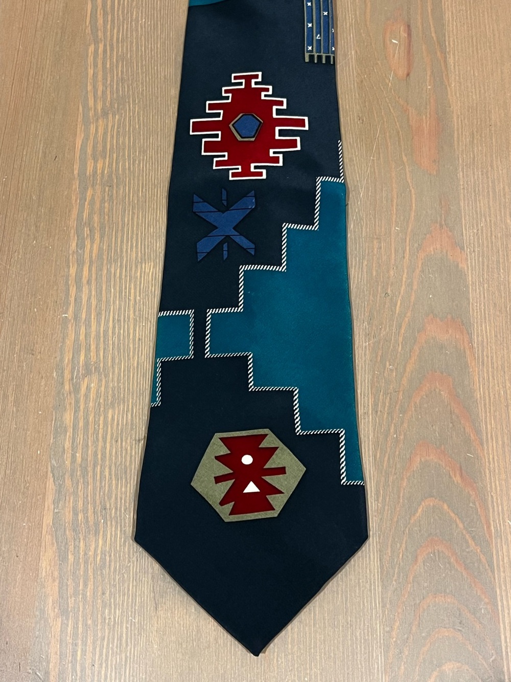 Vintage Robert Stewart Silk Tie Aztec Southwestern Tribal Print Made in USA